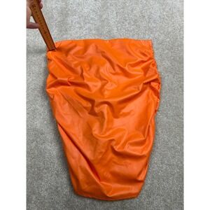 KTOO Womens Orange Faux Leather Ruched Side Midi Skirt Size L ZS2712 NWT